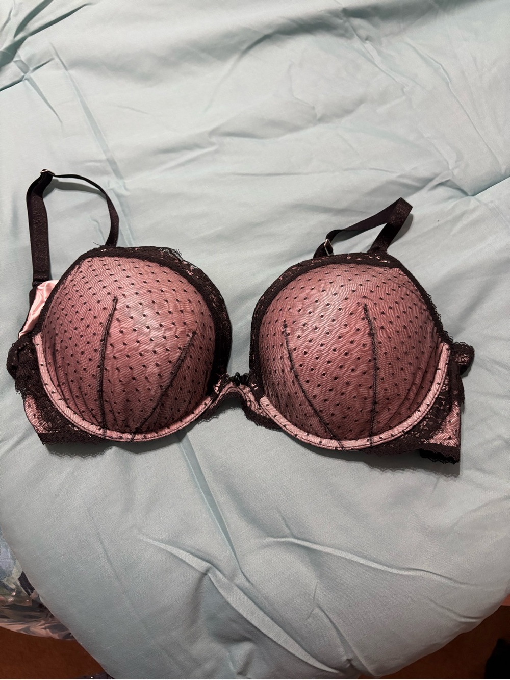 NWOT Pink and Black Lace Push-Up Bra - Women's Intimates